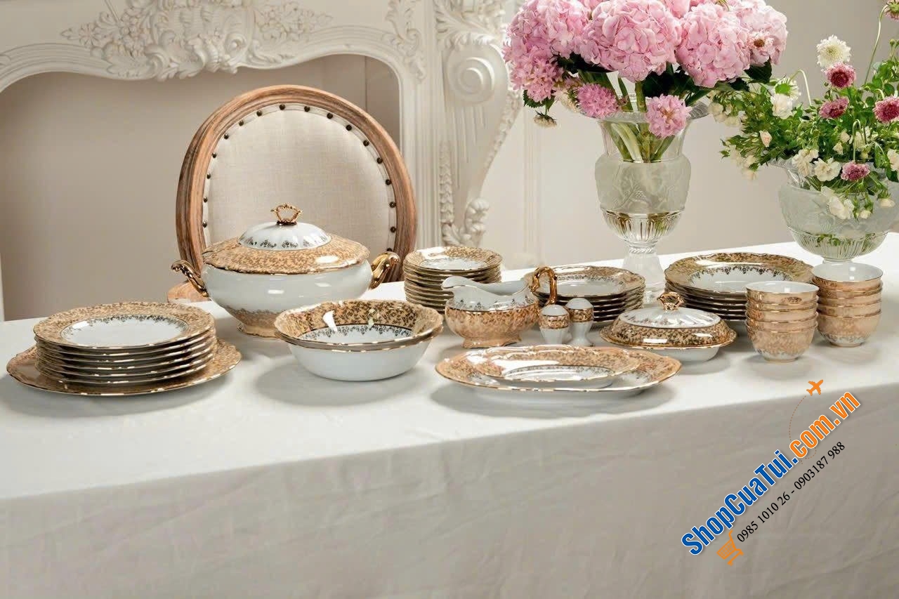 Bộ Đồ Ăn Mạ Vàng Tiệp ROYAL CZECH PORCELAIN.