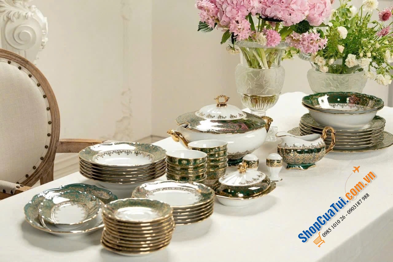 Bộ Đồ Ăn Mạ Vàng Tiệp ROYAL CZECH PORCELAIN.