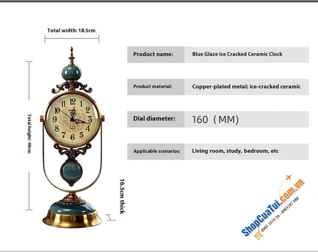 Đồng hồ cố điển Châu Âu Ayrely.