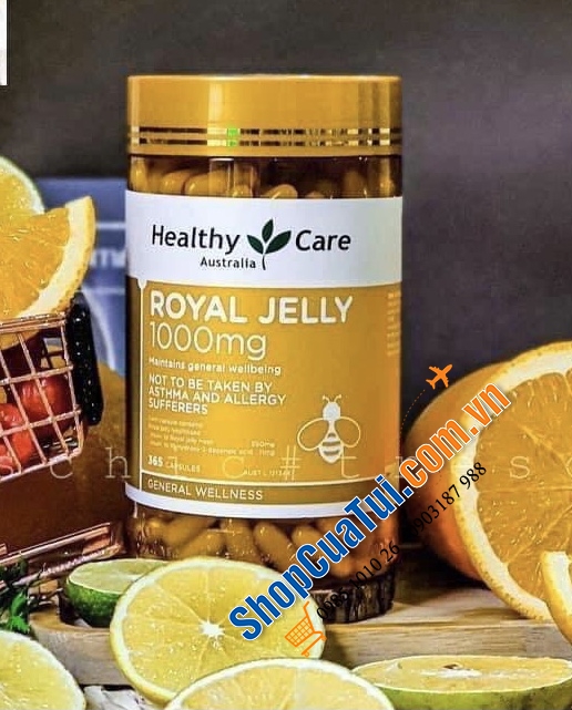 Sữa Ong Chúa Úc Healthy Care Royal Jelly 1000 365 Capsules - Chống suy nhược, giảm mỡ máu, giảm stress, mất ngủ, biếng ăn,...và công dụng làm đẹp