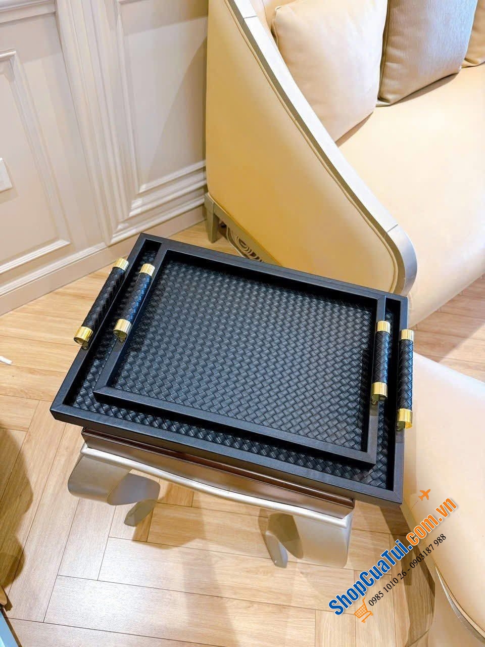 Sét 2 khay bọc da cao cấp.