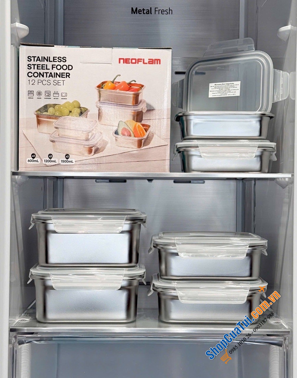 Sét 6 hộp inox đựng thực phẩm Neoflam KOREA phiên bản 2026