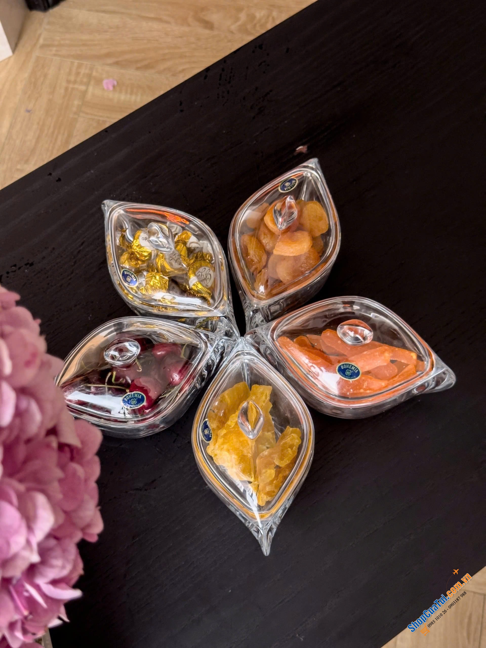 Thố Bohemia Sò siêu đẹp. Xếp 5 âu thành bông hoa tuyệt mỹ.