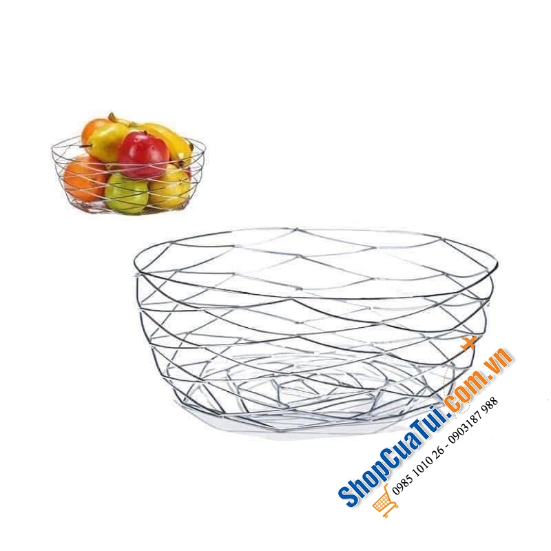 GIỎ ĐỰNG TRÁI CÂY, BÁNH MÌ CỠ VỪA TRÒN KIM LOẠI MẠ CROM SÁNG BÓNG.