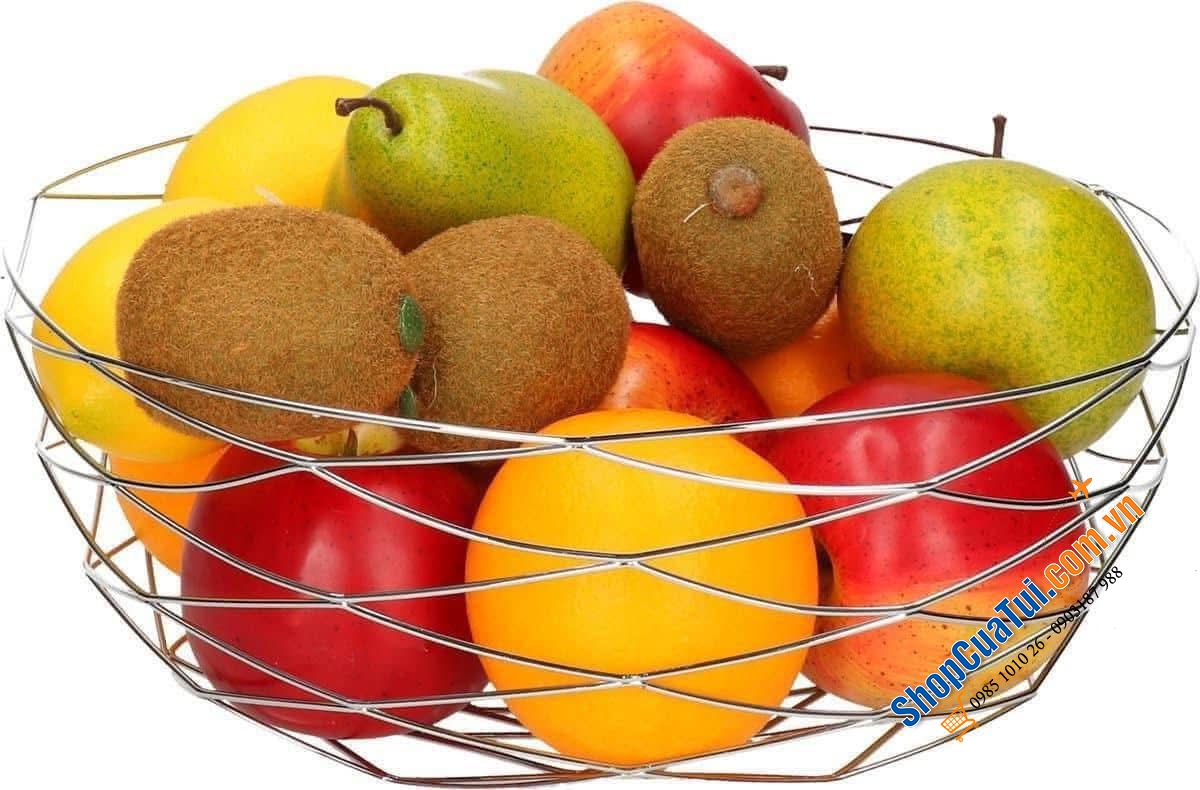 GIỎ ĐỰNG TRÁI CÂY, BÁNH MÌ CỠ VỪA TRÒN KIM LOẠI MẠ CROM SÁNG BÓNG.