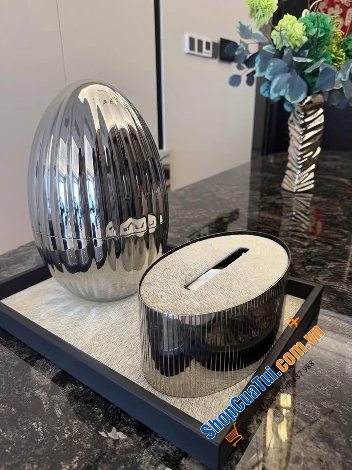 Set dao dĩa trứng rồng 24 món Modern mầu bạc & đồng.