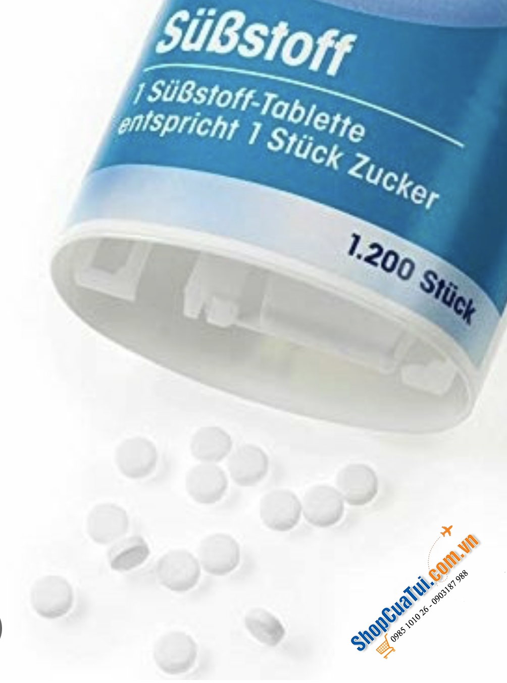 Đường ăn kiêng bấm viên Genuss Plus Süßstoff Tabletten 1200 viên 60mg (tương đương 72g đường)