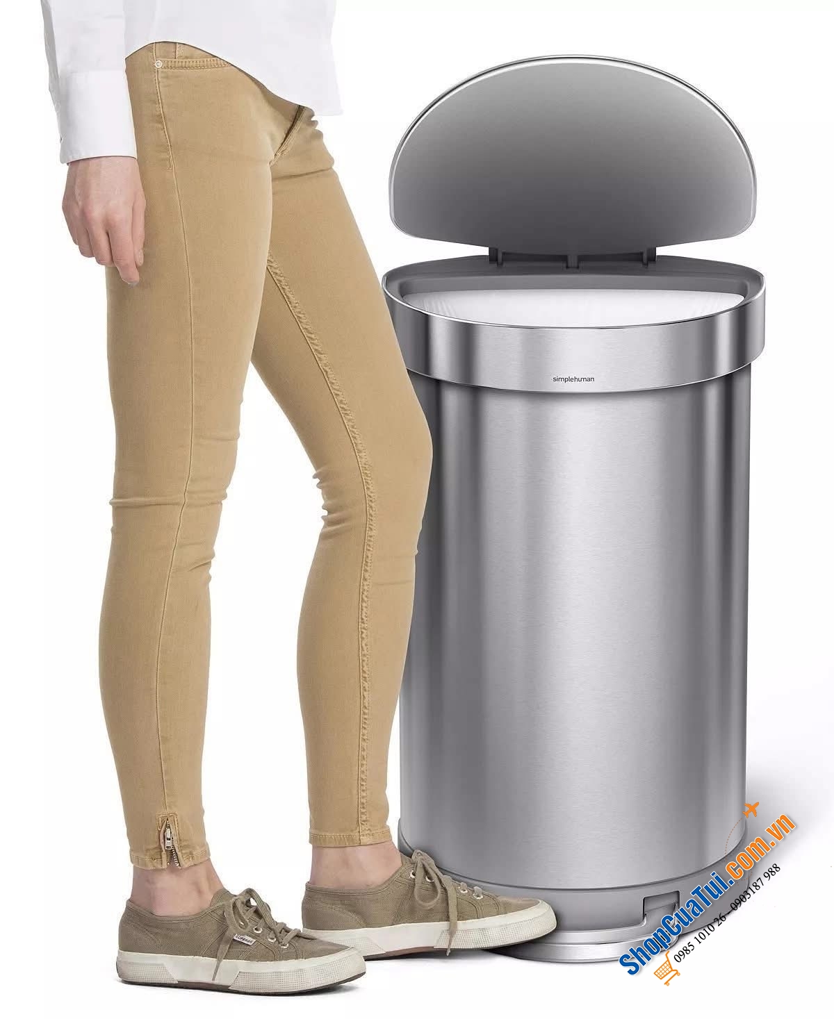 Thùng rác bán nguyệt Simplehuman 45l.