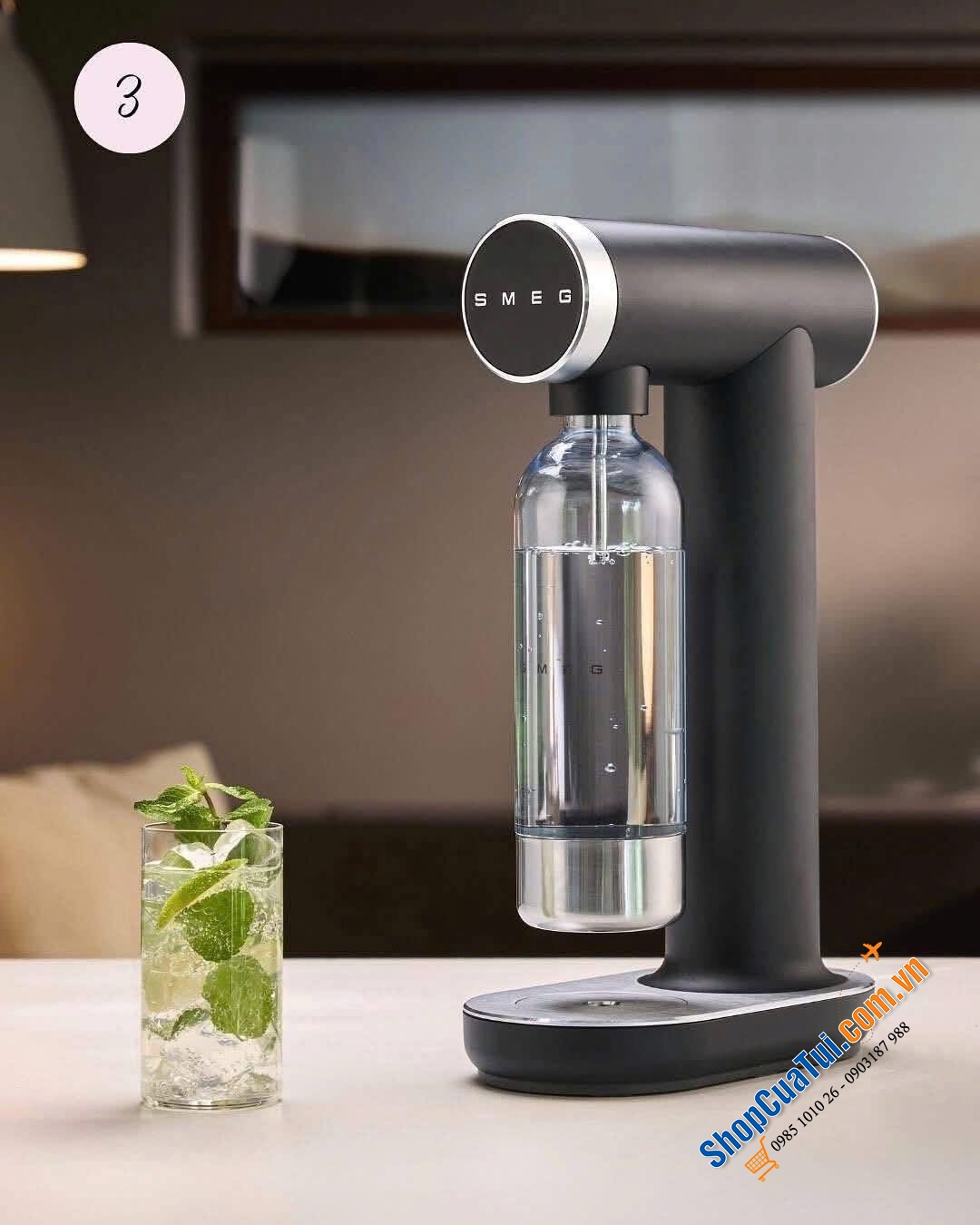 Máy tạo nước có ga không dùng điện SMEG SODA MAKER.