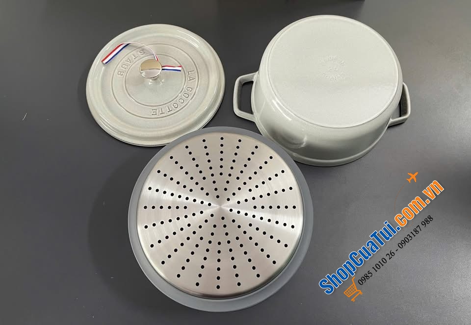 SET NỒI XỬNG STAUB MẦU TRUFFLE SIZE 24cm - Made in France.