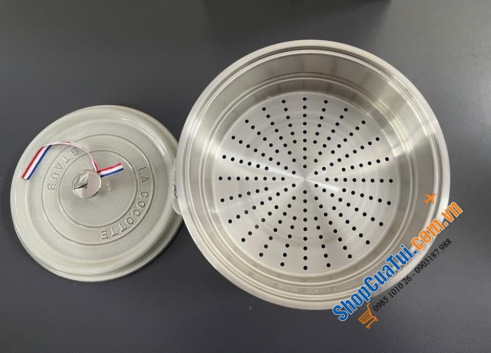 SET NỒI XỬNG STAUB MẦU TRUFFLE SIZE 24cm - Made in France.