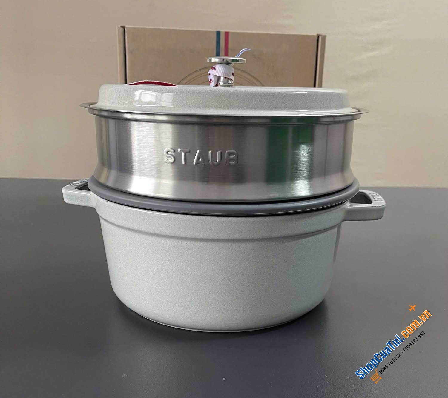 SET NỒI XỬNG STAUB MẦU TRUFFLE SIZE 24cm - Made in France.