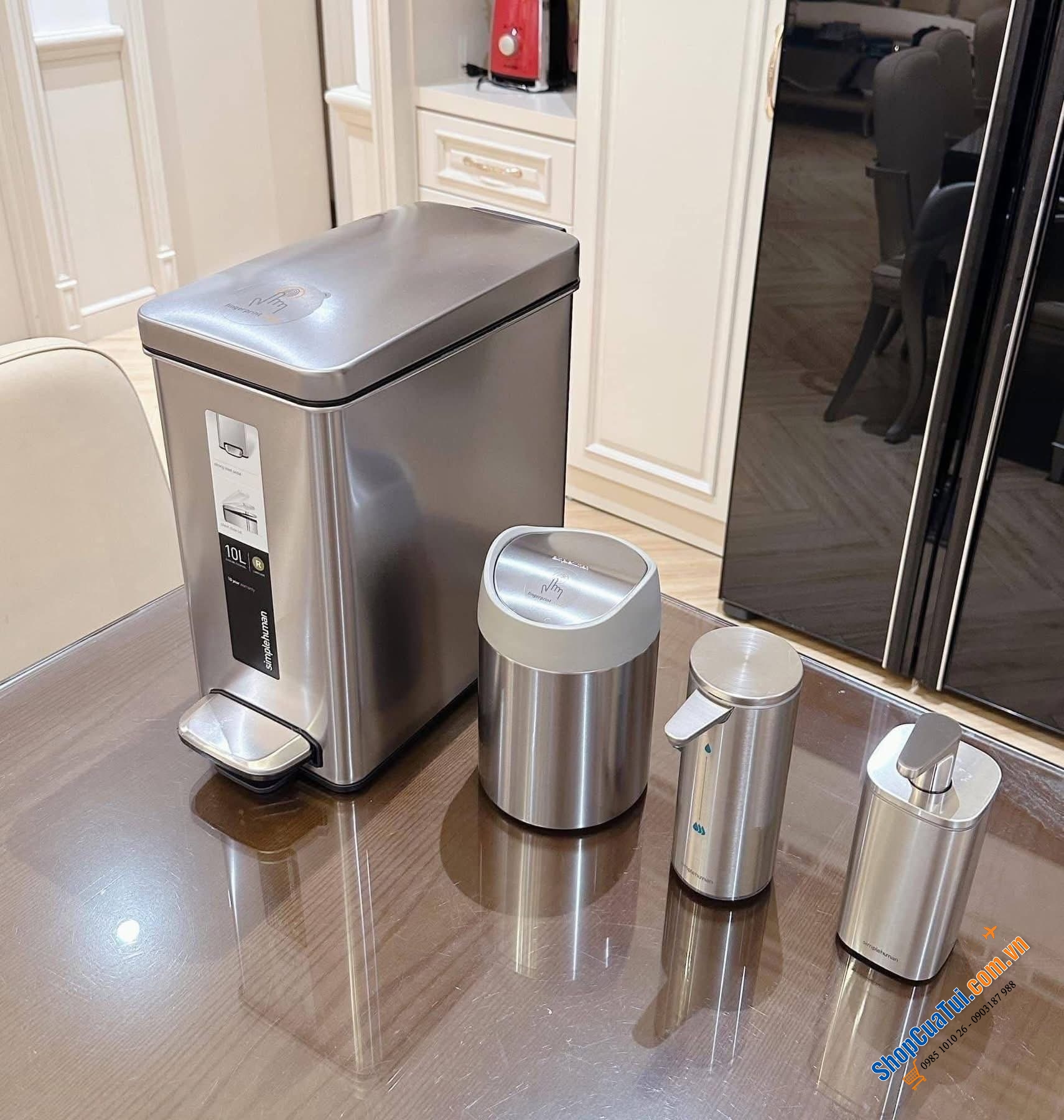 Thùng rác chữ nhật 10l Simplehuman - đẹp nuột nà luôn.