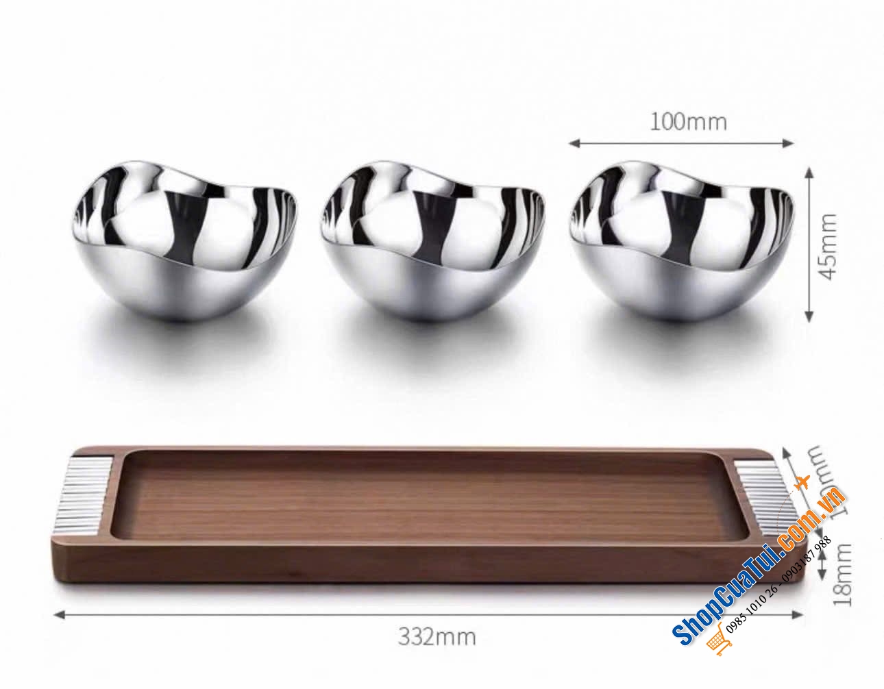 Set ba bát kèm khay Modern Bernadotte.