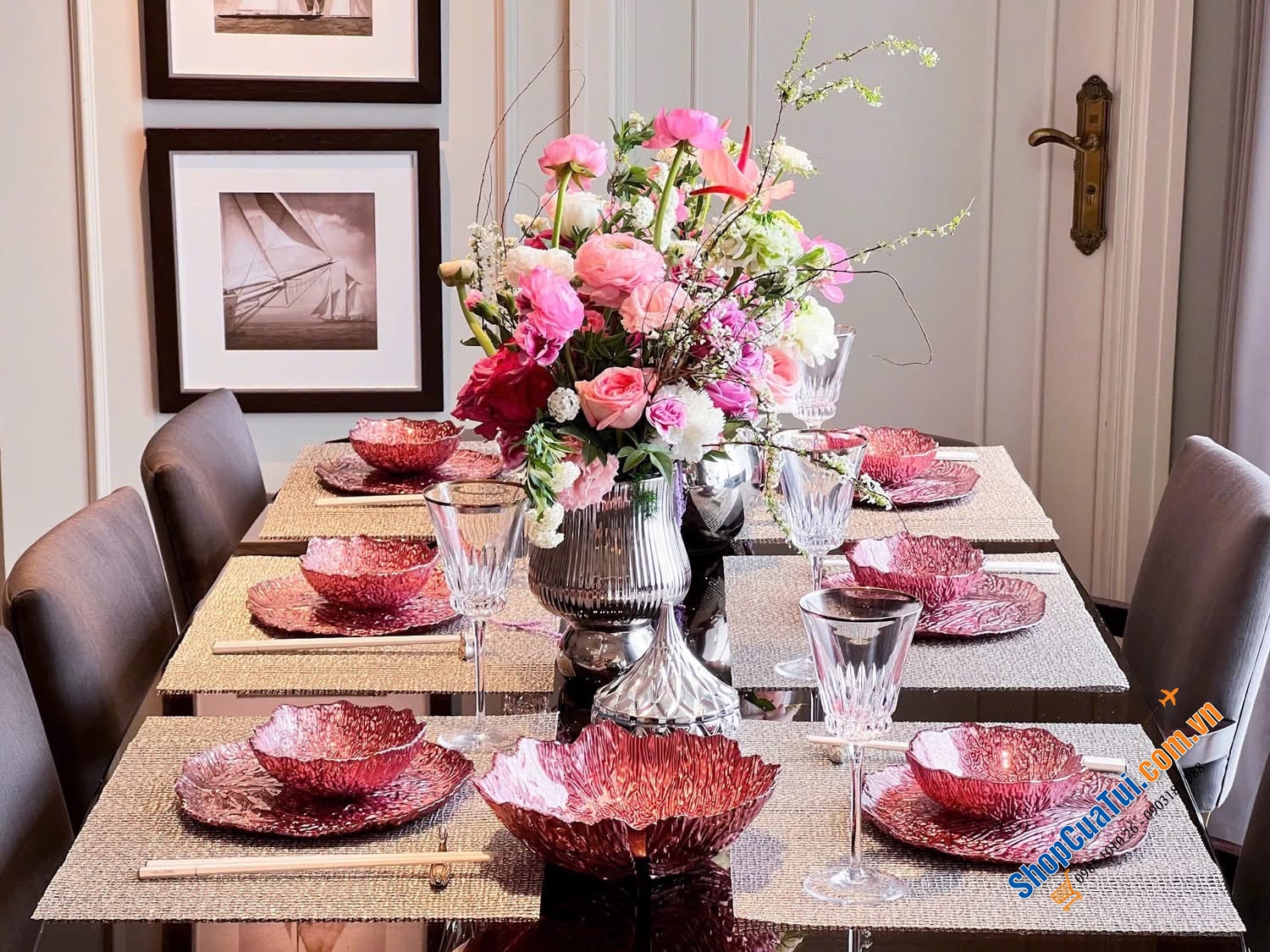 Rực rỡ tết 2026 với bộ bát 13 món VIOLA, đẹp rụng tim (4 màu đỏ, hồng, xanh lá, tím).