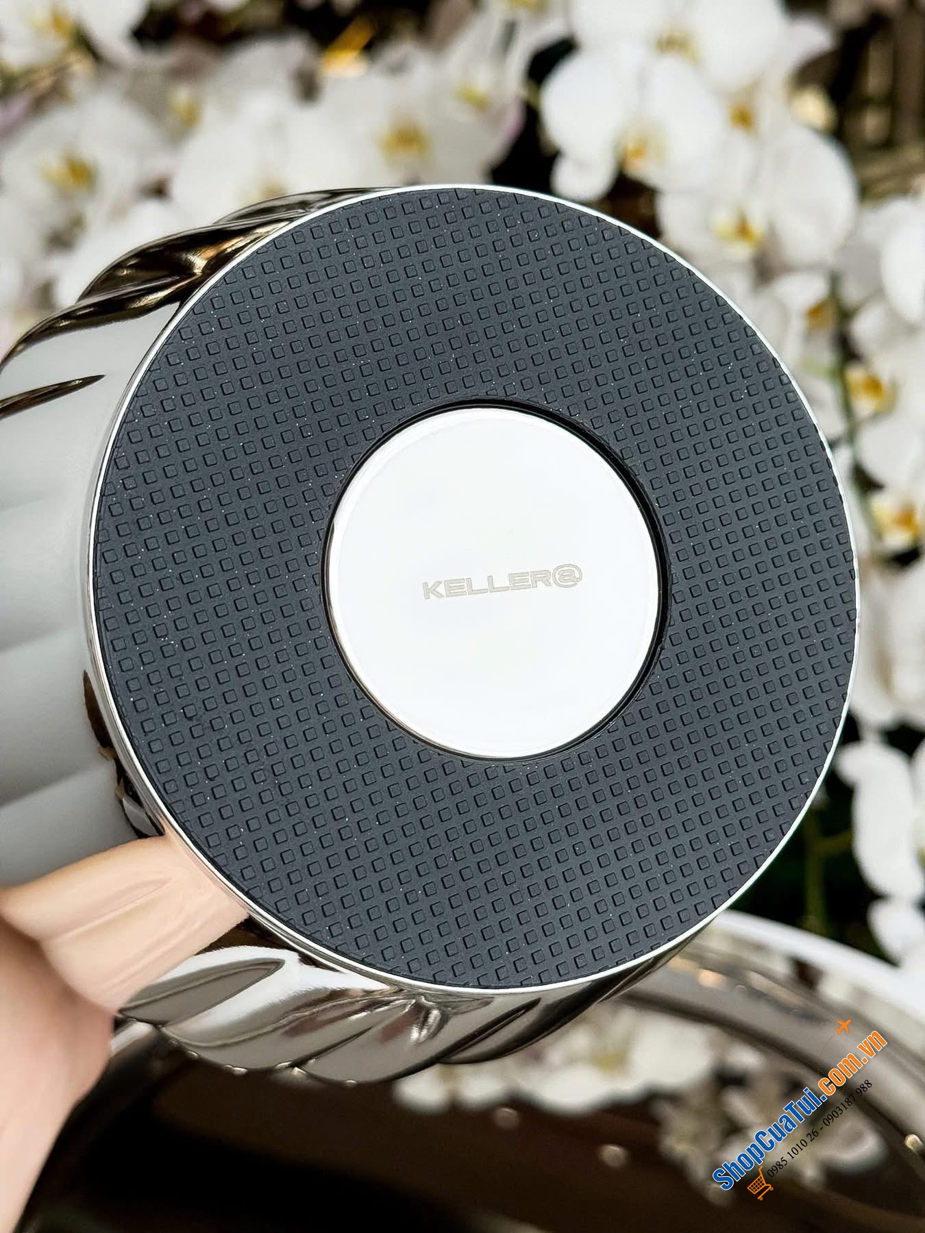 Bình giữ nhiệt Keller@ 1,2 lit (màu bạc, màu kem).