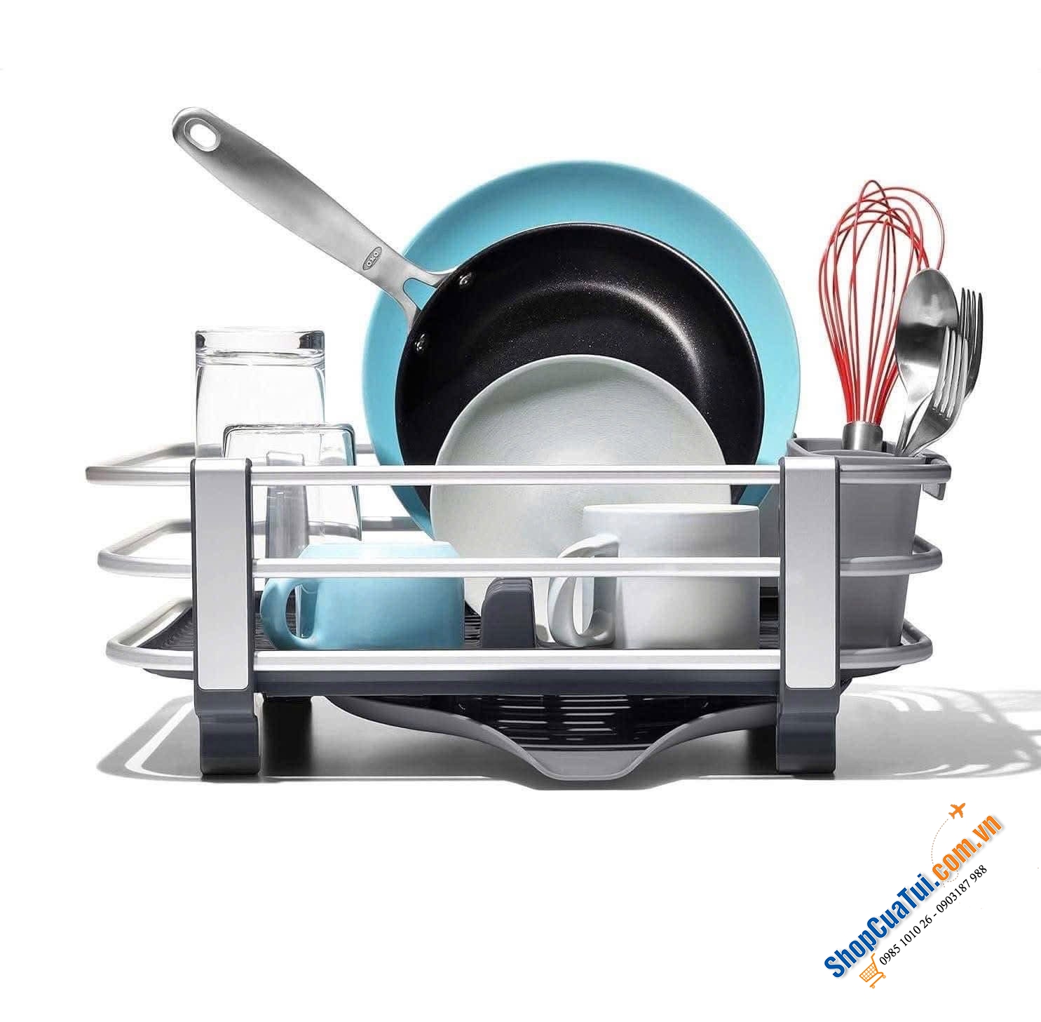 Giá úp bát khung nhôm OXO Good Grips.