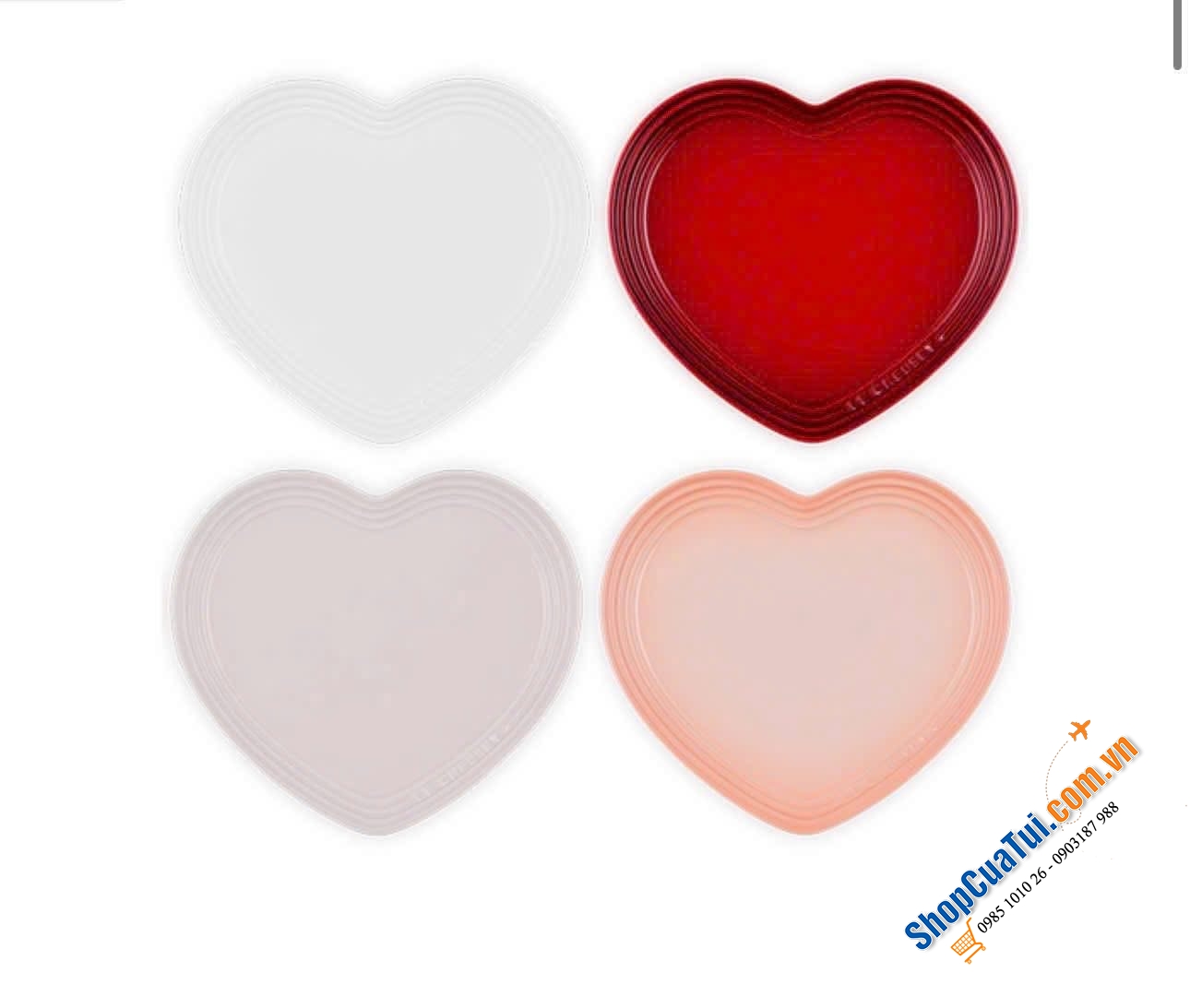 Set 4 đĩa hình tim Le Creuset (23cm)