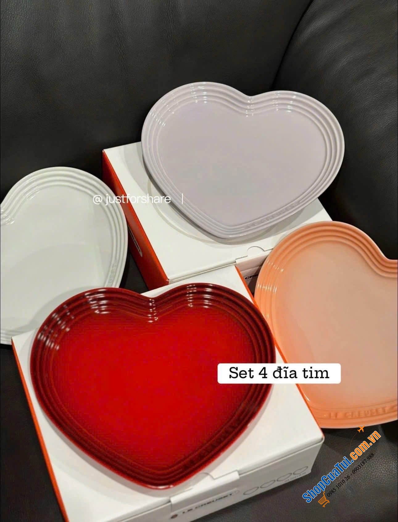 Set 4 đĩa hình tim Le Creuset (23cm)