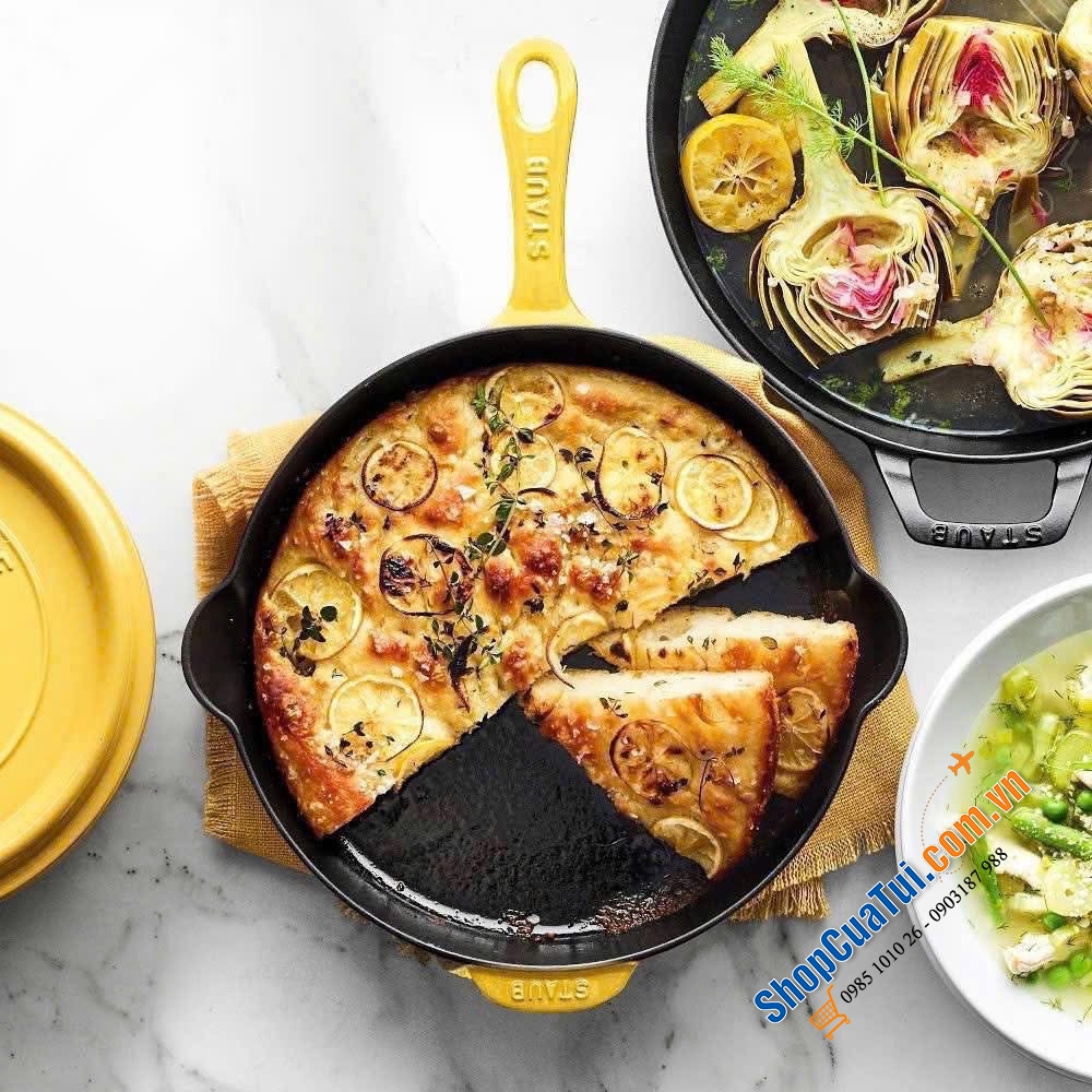 CHẢO GANG STAUB frying pan 22cm có tay cầm phụ - MADE IN FRANCE