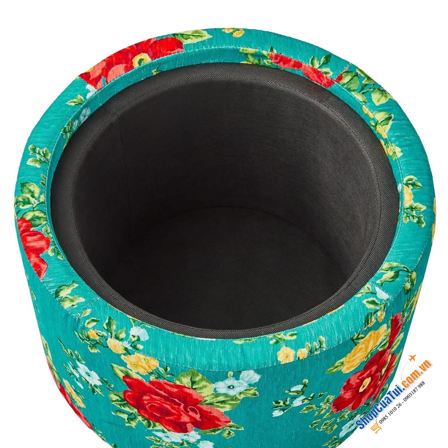 Đôn tròn kiêm hộp đựng đồ The Pioneer Woman Vintage Floral Round Storage Ottoman.