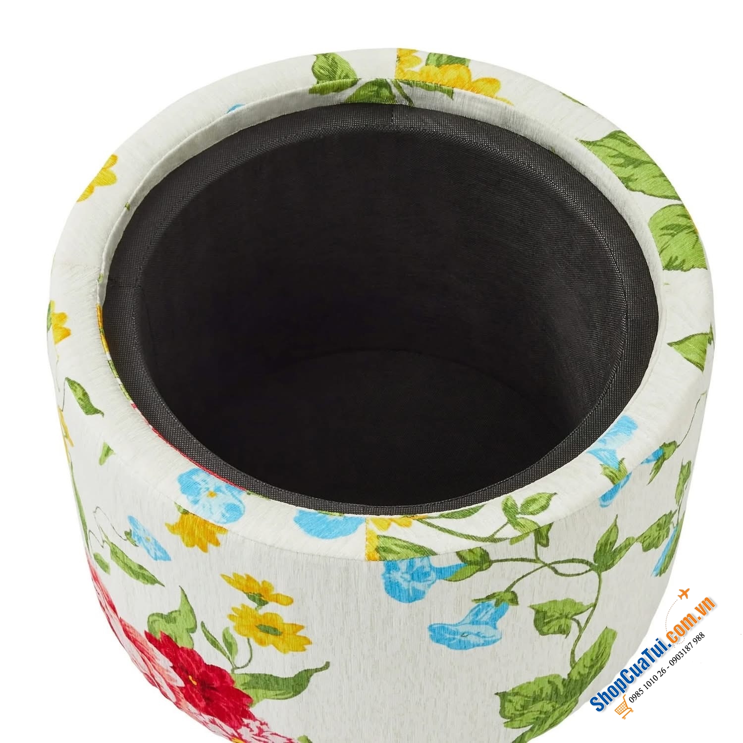 Đôn tròn kiêm hộp đựng đồ The Pioneer Woman Sweet Rose Round Storage Ottoman.