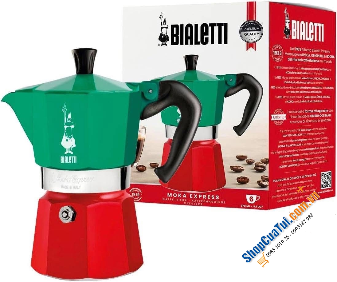 Ấm pha cafe Bialetti Moka Express Italy 3 cup.