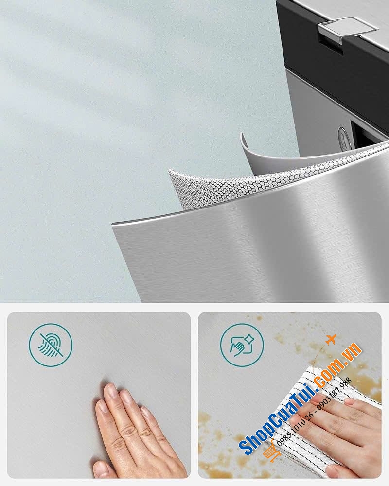 Thùng rác đạp chân 2 ngăn 17L + 1 ngăn 26L Songmics màu bạc - LTB550E60.