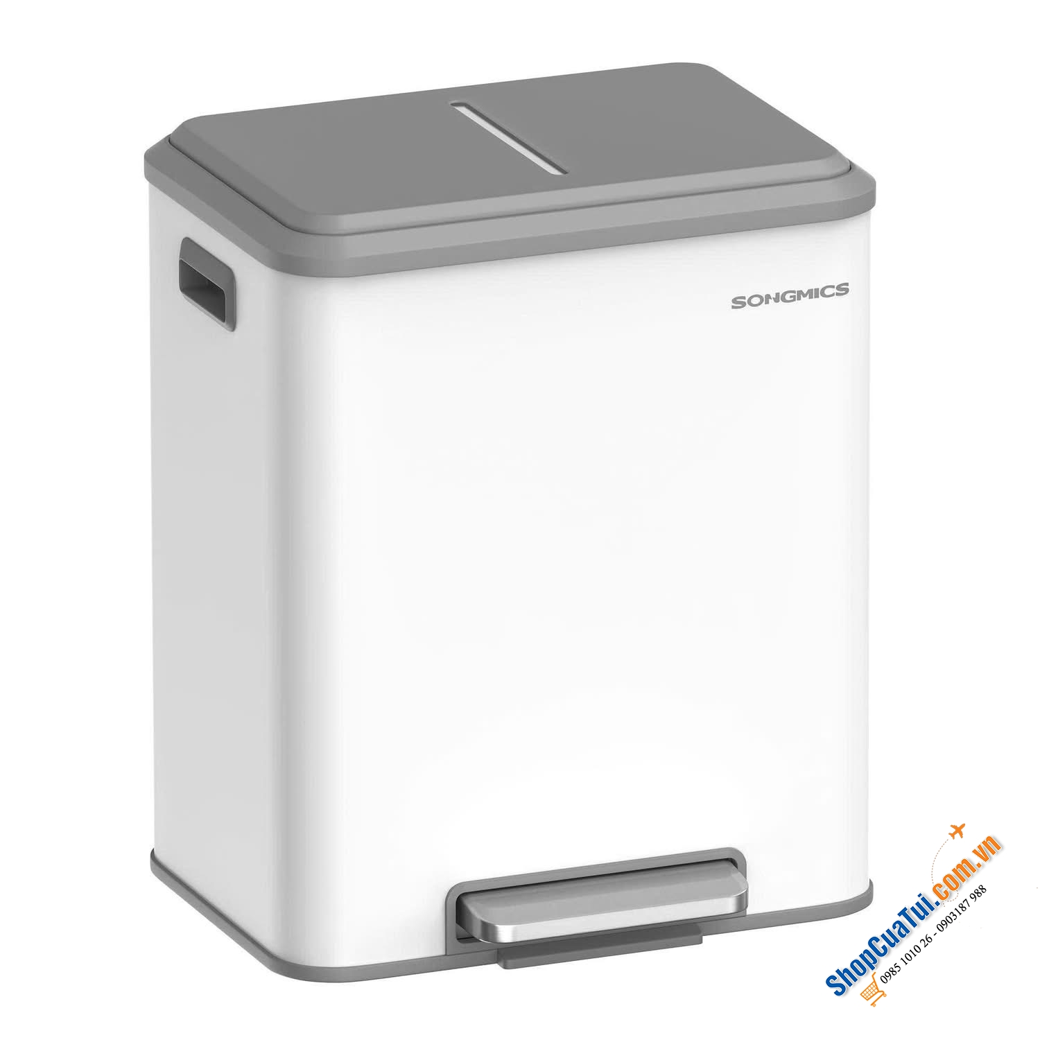 Thùng rác đạp chân Songmics 2 ngăn x 15L (đen / trắng) - LTB544B02 / LTB544W02.
