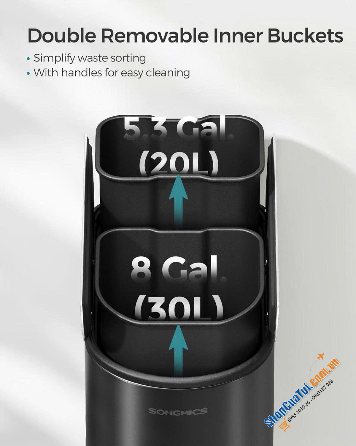 SIÊU PHẨM THÙNG RÁC ĐÔI SONGMICS 50L.
