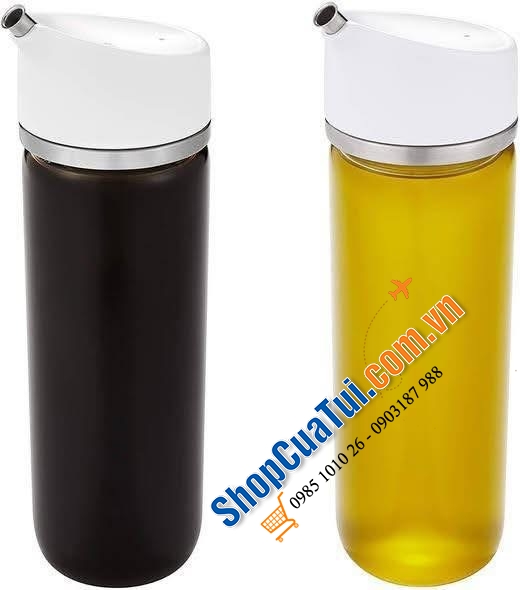 Sét hai bình thủy tinh đựng dầu, giấm, nước tương Oxo.