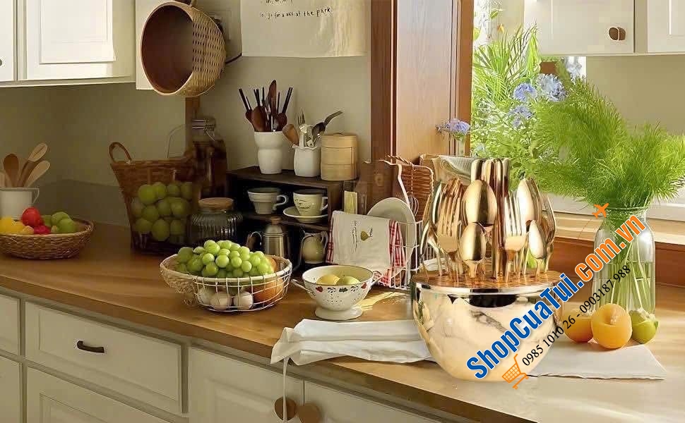 Bộ đồ ăn 24 món quả trứng siêu hót màu Silver/ Gold.