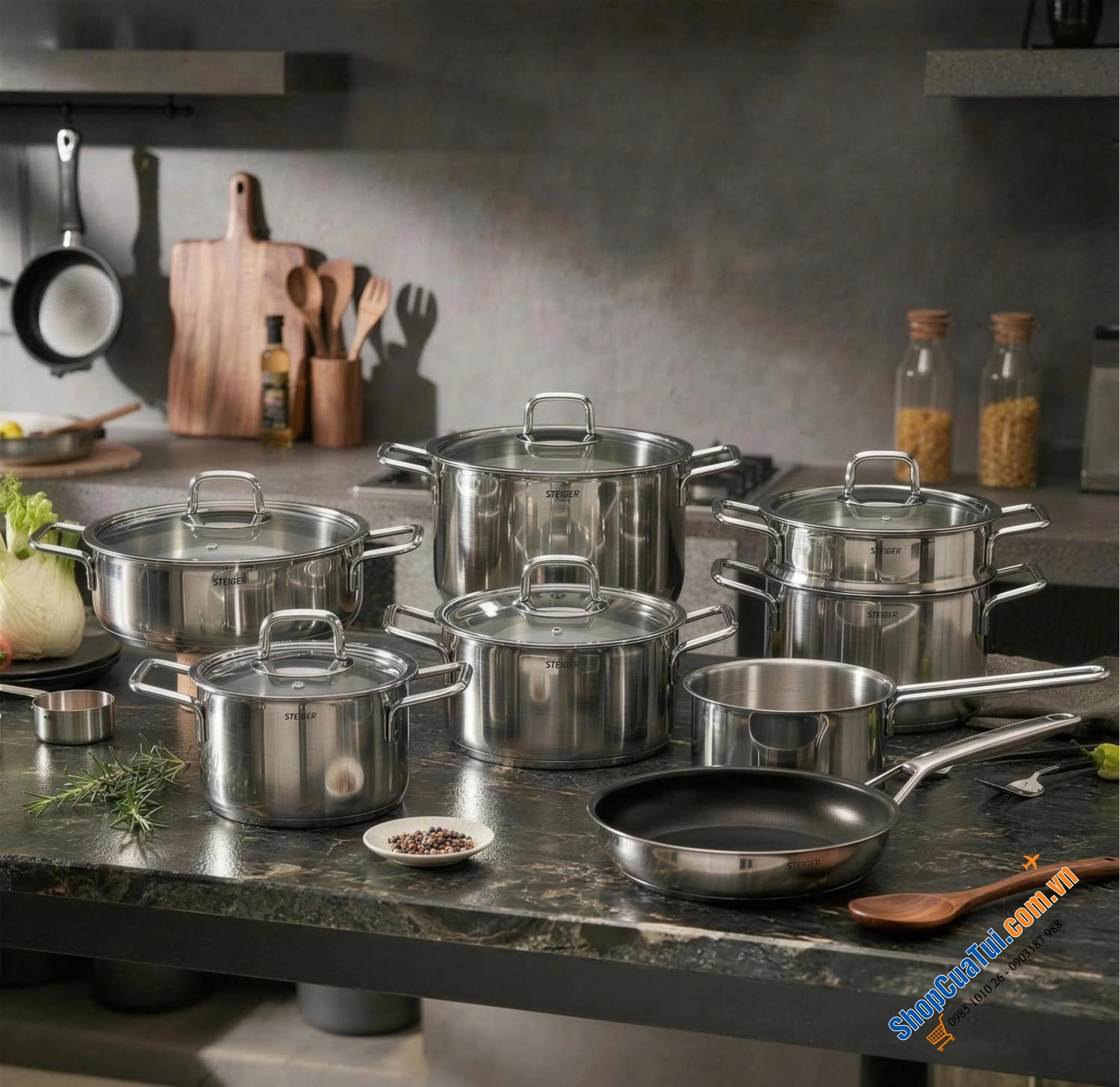 STEIGER DIAMOND – SET NỒI 8 MÓN “ALL-IN-ONE” CHO MỌI GIAN BẾP HIỆN ĐẠI.