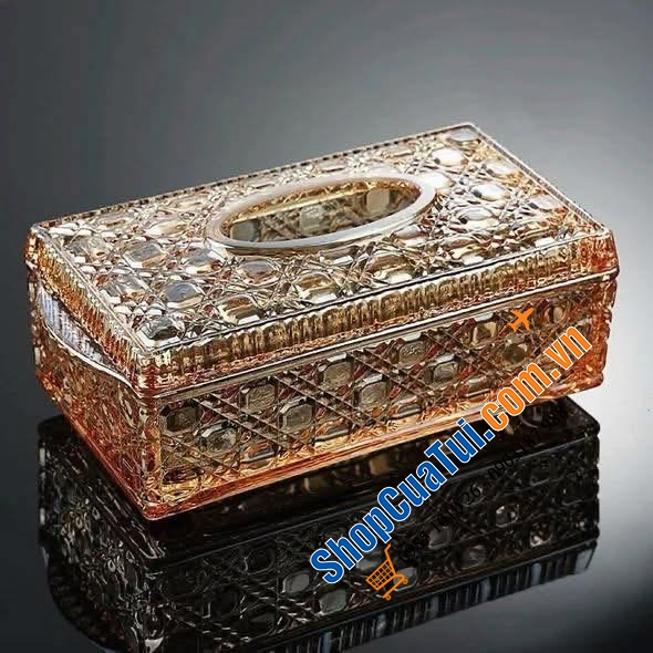 Hộp đựng khăn giấy pha lê mài cao cấp.