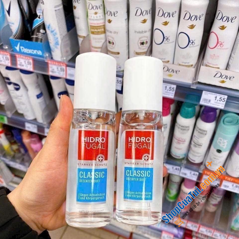 XỊT KHỬ MÙI HIDRO FUGAL KHÔNG MÀU - KHÔNG MÙI - KHÔNG CỒN - 75ml.