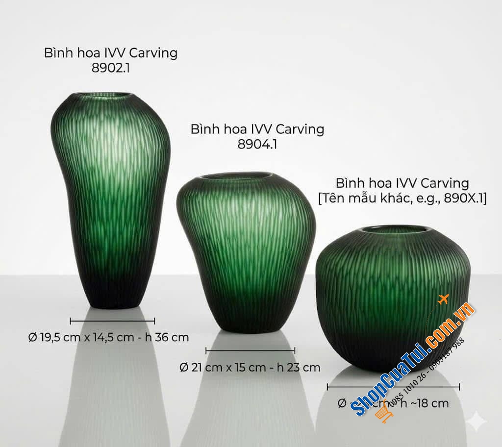 Bình hoa Carving Green Stain của IVV.