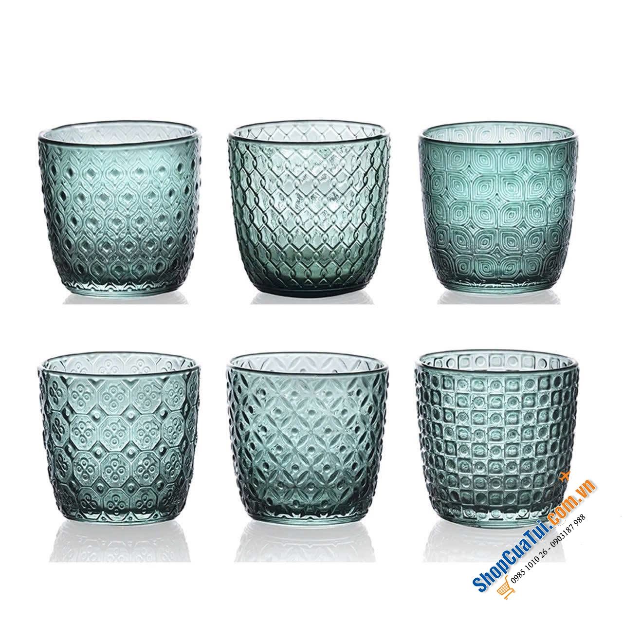 Set 6 cốc IVV Sixties Assorted Patterns Amber 310ml.