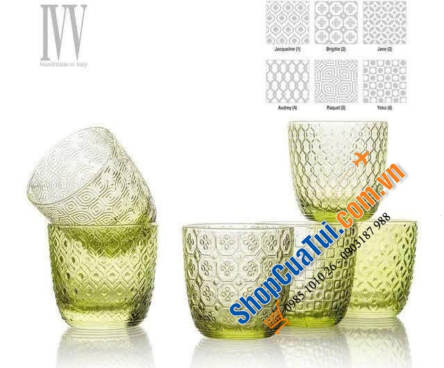 Set 6 cốc IVV Sixties Assorted Patterns Amber 310ml.