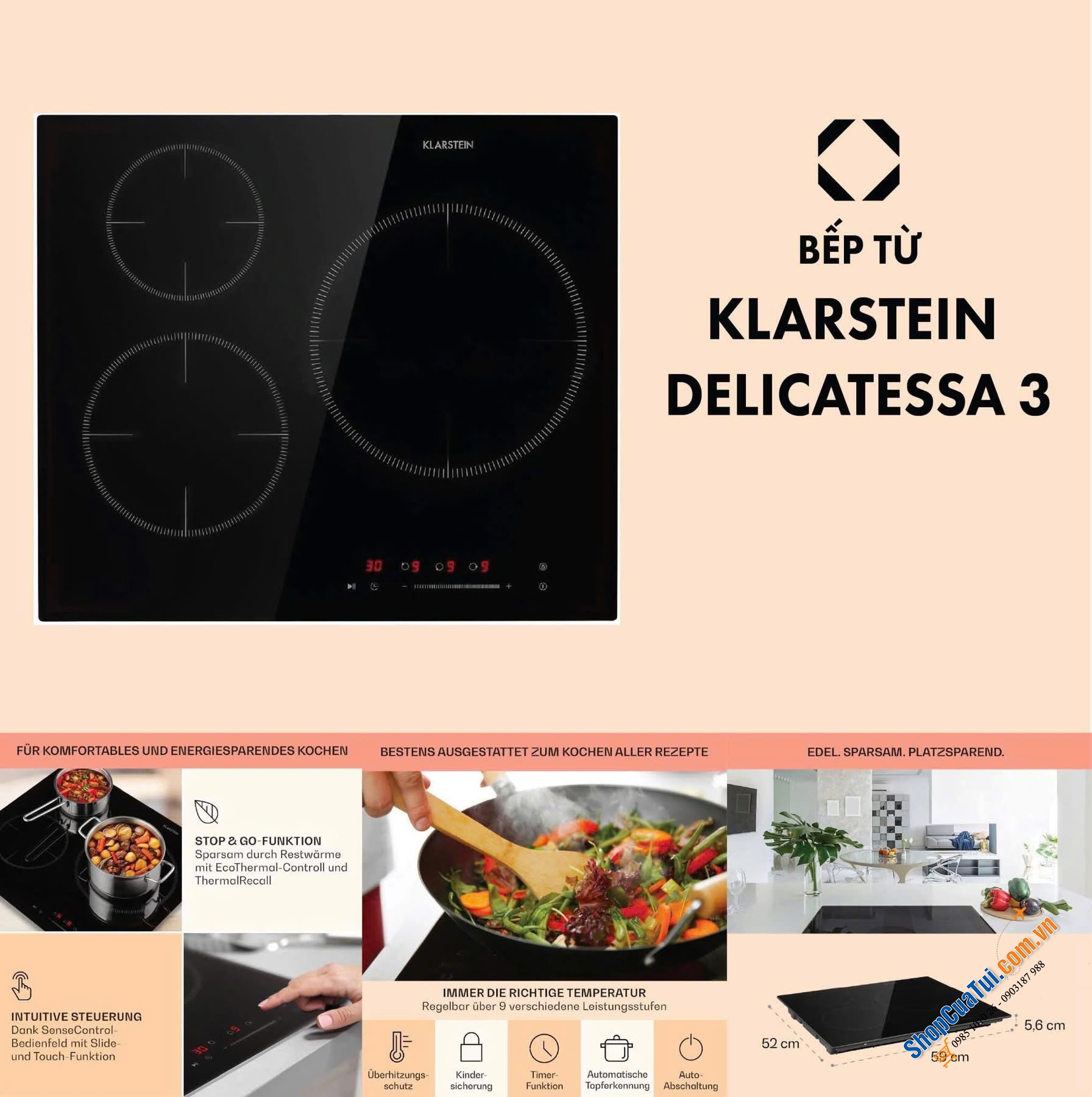 Bếp từ KLARSTEIN DELICATESSA 3 VÙNG NẤU.