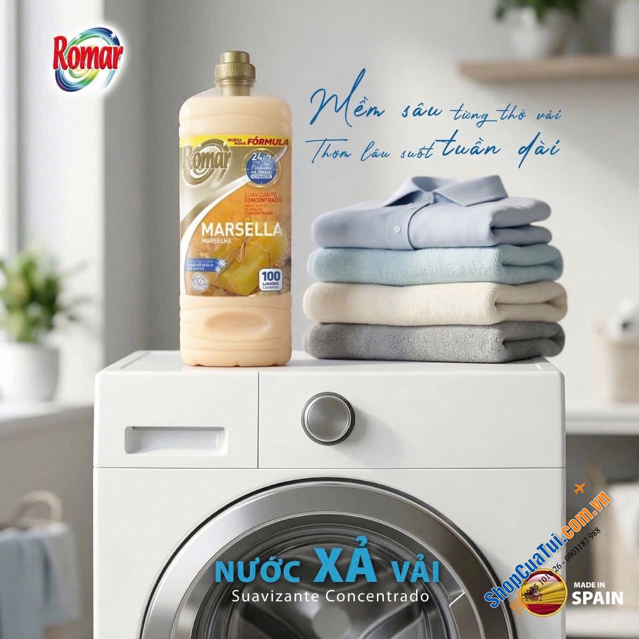 NƯỚC XẢ VẢI ROMAR SOFTENER – SIÊU ĐẬM ĐẶC, 100 LẦN XẢ.