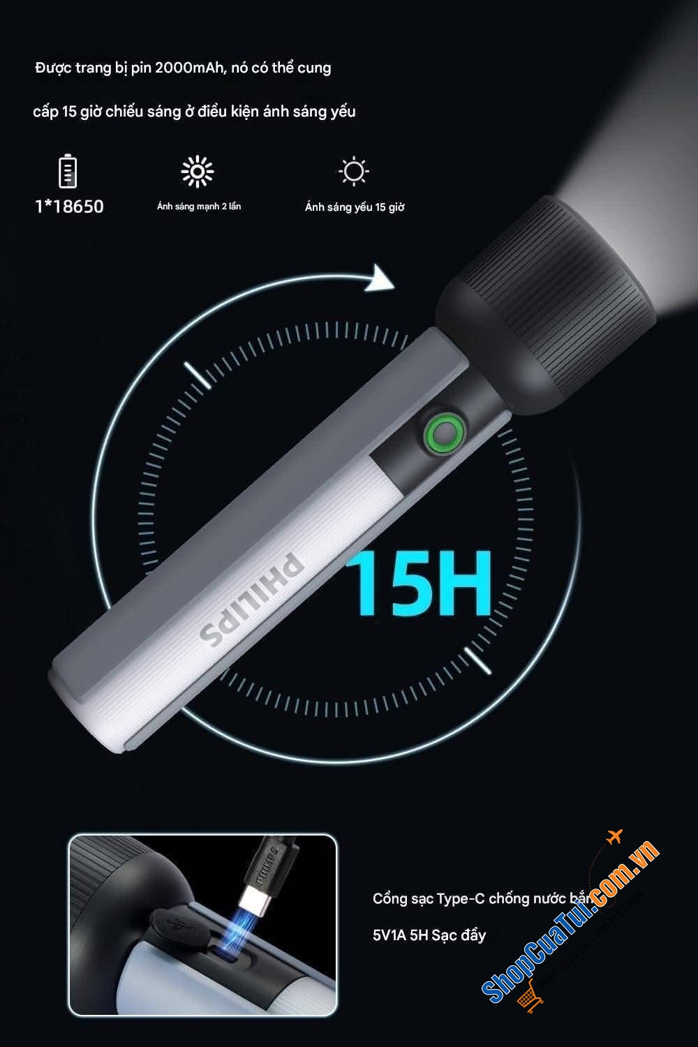 Đèn Pin đa năng Philips COB.