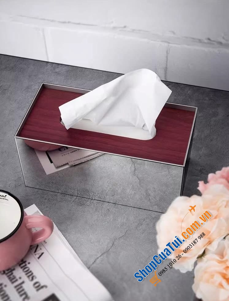 Hộp giấy ăn inox gỗ Modern sang xịn.