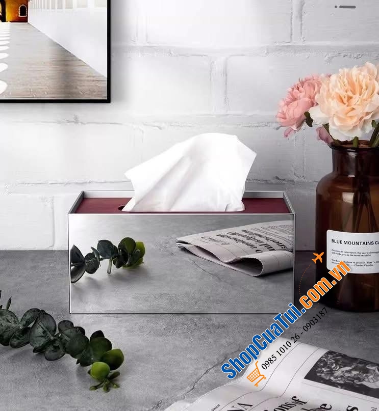 Hộp giấy ăn inox gỗ Modern sang xịn.