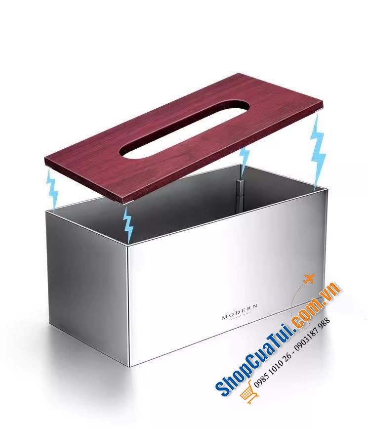 Hộp giấy ăn inox gỗ Modern sang xịn.