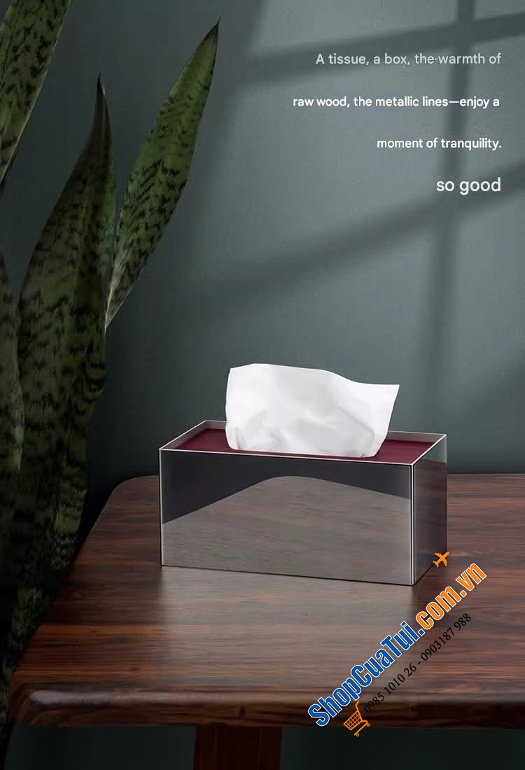 Hộp giấy ăn inox gỗ Modern sang xịn.