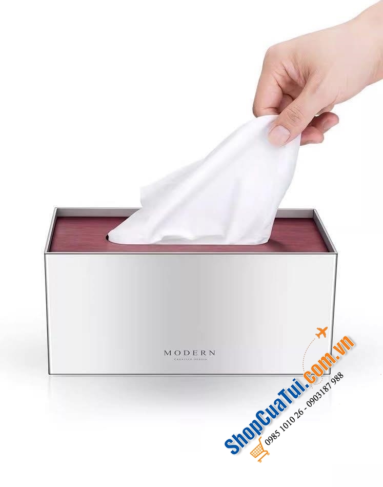 Hộp giấy ăn inox gỗ Modern sang xịn.