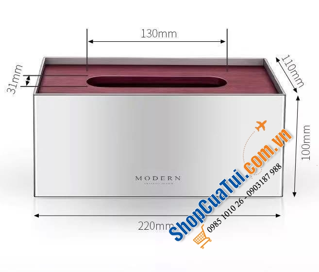 Hộp giấy ăn inox gỗ Modern sang xịn.