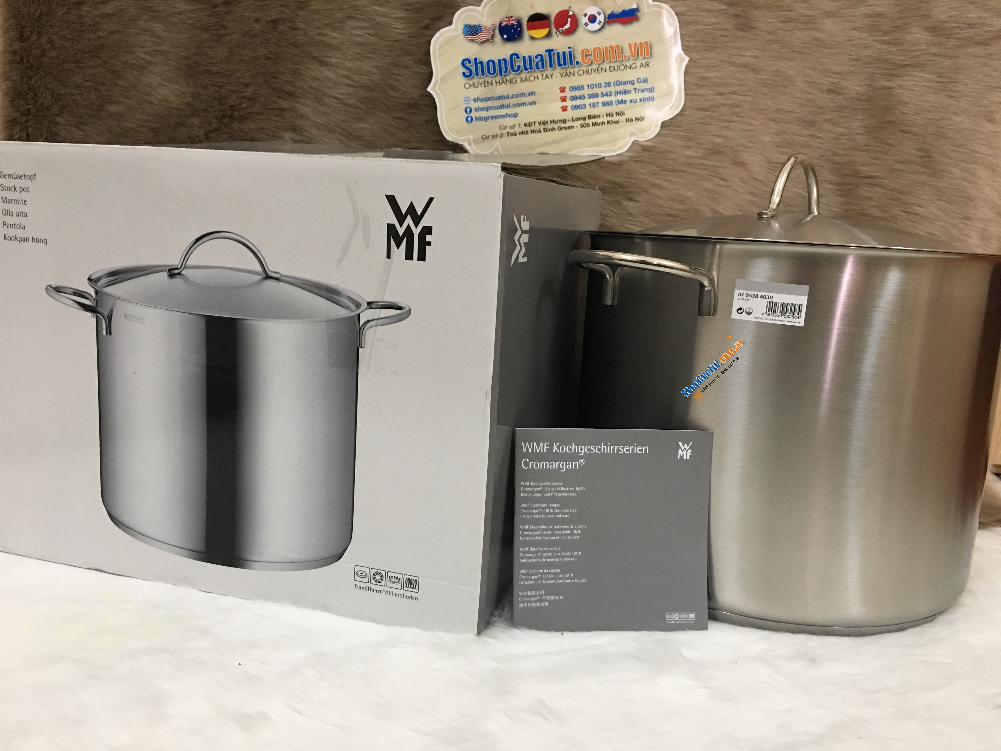 NỒI LUỘC GÀ WMF CROMARGAN 28CM , DUNG TÍCH 14L