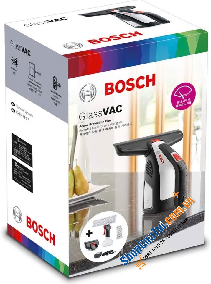 MÁY LAU KÍNH BOSCH GLASSVAC POWER PROTECTION PLUS  (Bản 2 đầu hút).