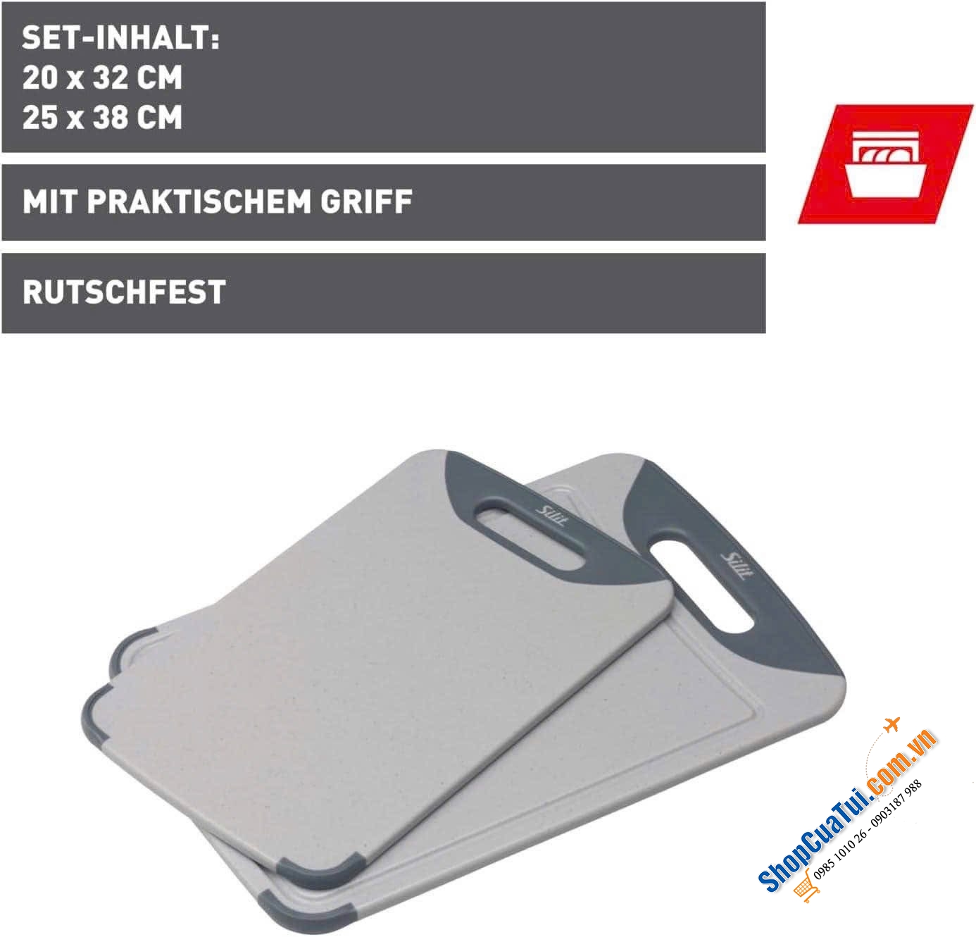 SET 2 THỚT NHỰA SILIT 38x25 và 32x20Cm.